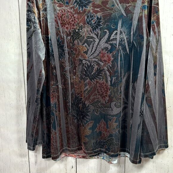 Susan Lawrence Woman Velvet Burnout Floral Top 1X Romantic Boho Evening Blouse - Picture 12 of 14